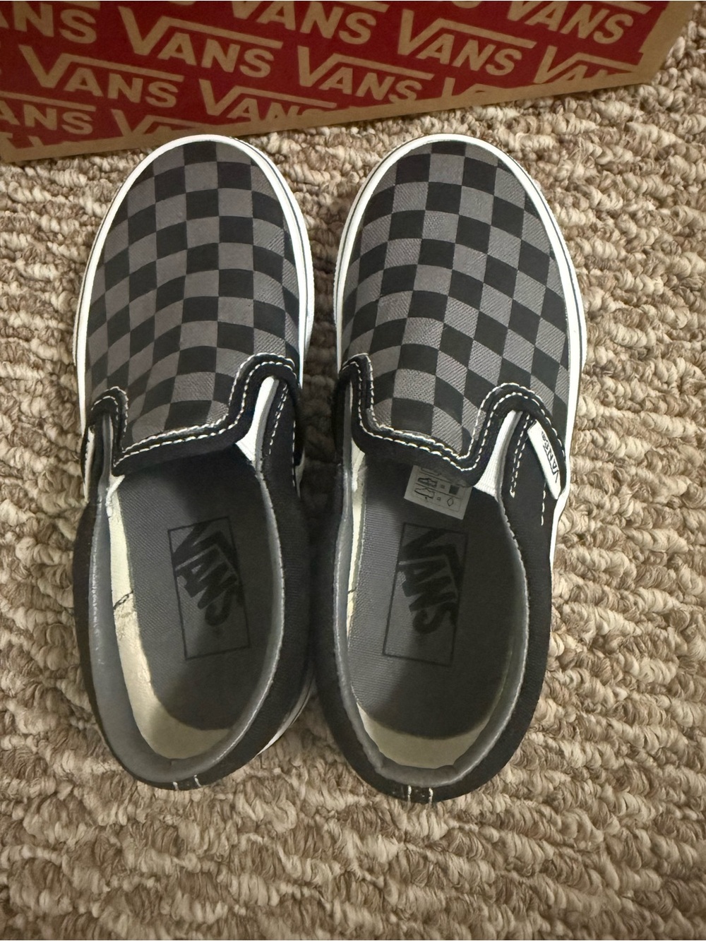 Vans Checkerboard Slip-On Kids Shoe - Black/Gray - Picture 3 of 4